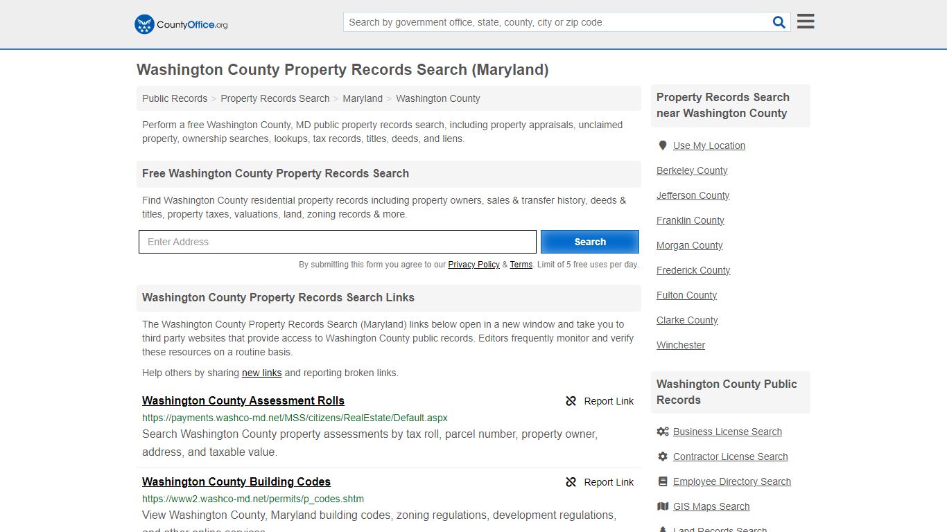 Washington County Property Records Search (Maryland) - County Office